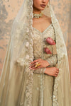 Sage Green Embroidered Luxury Maxi Dress with Organza Dupatta